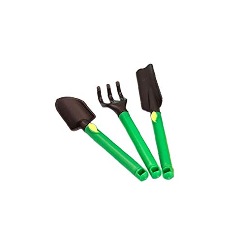 Garden Tool Set 3-Piece Garden Kit with Ergonomic Handles Small Plastic Garden Tool Kits Shovel Rake for Children Play Green