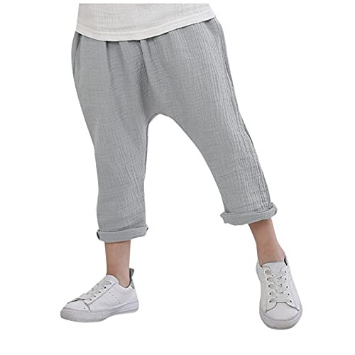 Toddler Baby Boys Cotton Linen Solid Color Pants Casual Ankle Pants Loose Long Blo𝐨mers Linen Pants Baby Boy