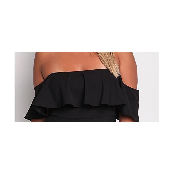 ROSIANNA Women's Off Shoulder Strapless Ruffle Mini Plus Size Swing Dresses (Black, x_l)
