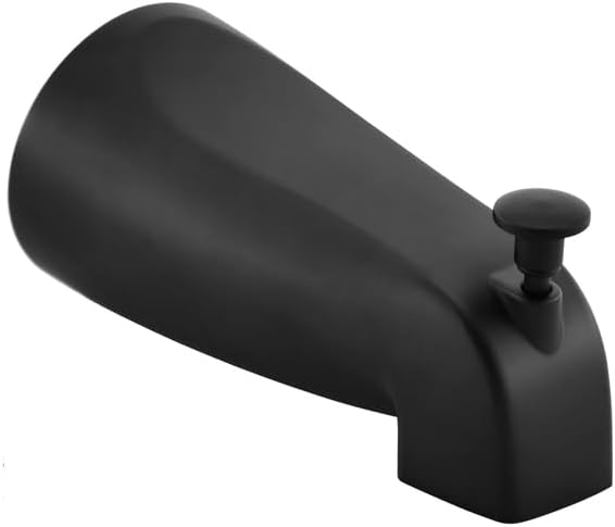 Slip Fit Tub Spout with Pull-Up Diverter for 1/2 inch Copper Tube,5.4 INCHES in Length,Easy to Install,Matte Black(Not Applicable to Threaded Pipes) Thickened and Elongated Design 300 Grams