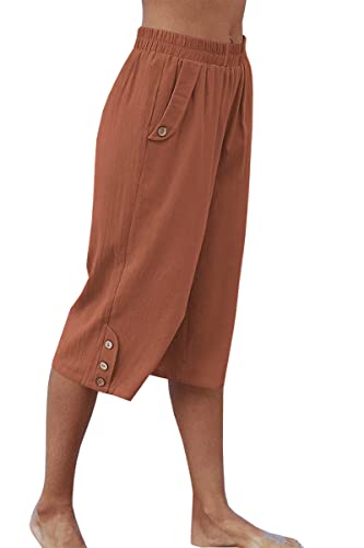 Image of Veatzaer Women's Elastic Waist 3 /4 Capri Harem Pants with Pockets Casual Loose Solid Yoga Trousers S-XXL