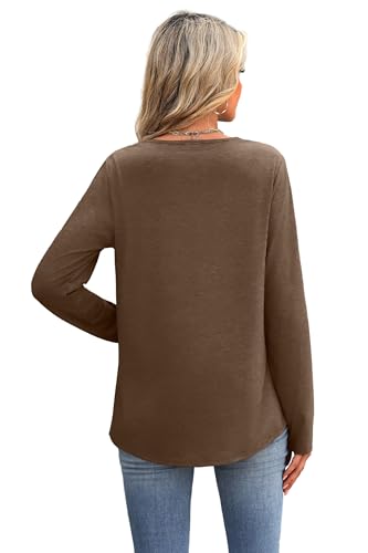 Image of XIEERDUO Boho Tops for Women Blouses Dressy Casual V Neck Long Sleeve Shirts Fall Outfits Trendy Vacation Clothes