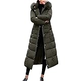 Topook Damen Winter Parka Lang Warm Steppmantel Daunenjacke mit Kunstfell Kapuze Slim Fit Reißverschluss Damenmantel Steppjacke Outdoor Leichte Daunenjacke Softshelljacke mit Taschen