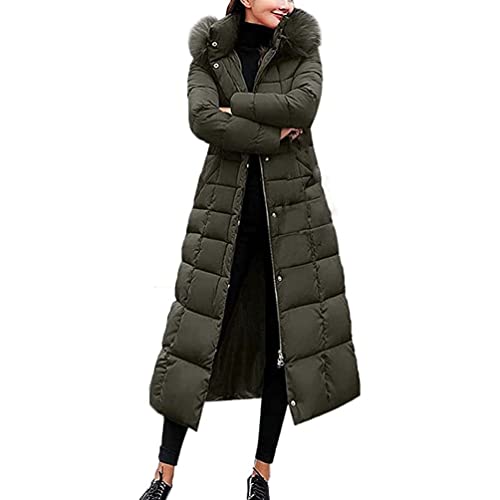 Topook Damen Winter Parka Lang Warm Steppmantel Daunenjacke mit Kunstfell...