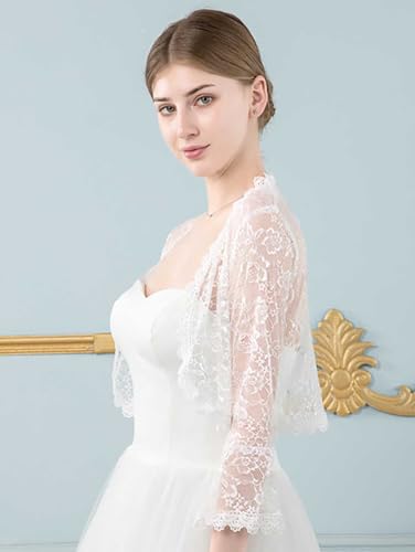 Campsis Bride Lace Shawls White Flower Wedding Wraps and Shawls Cover up Appliques Floral Bridal Stoles for Women and Girls2