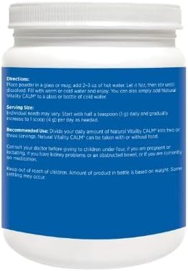 Natural-Vitality Calm Magnesiun Citrate Powder, Raspberry Lemon Flavor, 20 Ounces+ Guide Vitamins
