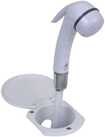 Scandvik 12107P Vertical or Horizontal Recessed Transom Shower, White, Size: Pack of 1