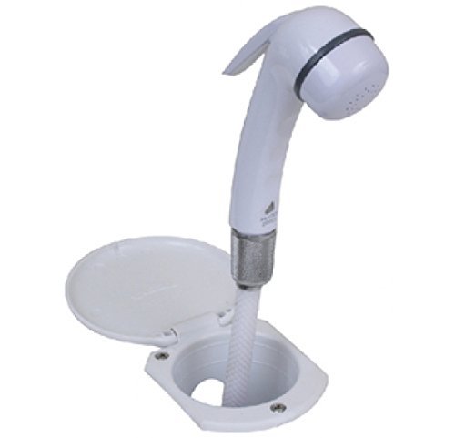 Scandvik 12107P Vertical or Horizontal Recessed Transom Shower, White, Size: Pack of 1