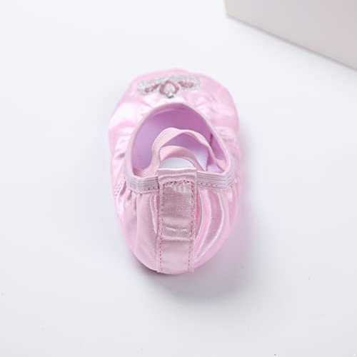 Girls Kids Sequins Dance Ballet Shoes Slipper for Ballerina Ballroom Gymnastic Practice Pink Crown 282