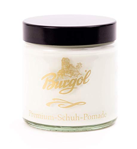 Burgol Premium Schuh Pomade 100ml mit langer Tiegelbürste Weiß