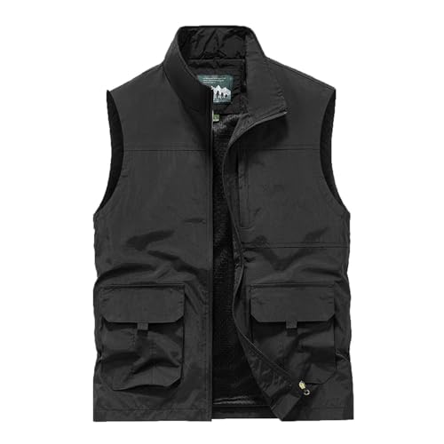 Men Cargo Vest Lightweight Running Vest Zip Up Hiking Vest Casual Outdoor Vest Plus Size Sleeveless Vest with Pockets