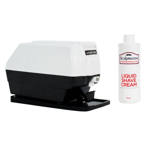 Scalpmaster Professional Hot Lather Machine with Extra Large Soap Cup, Push Button Dispensing, Quick Heating DC Motor, Non-Slip Safety Pad & 8 oz Shave Cream