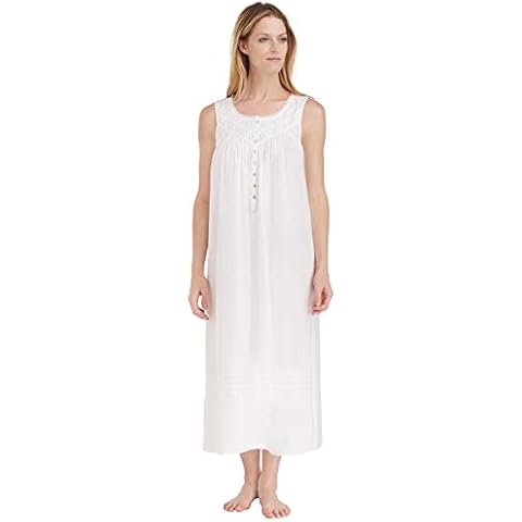 Eileen West™ Ballet Sleeveless Nightgown – Scoop Neckline – Sleeveless Design – Loose Fit – 100% Cotton White SM One Size Cover
