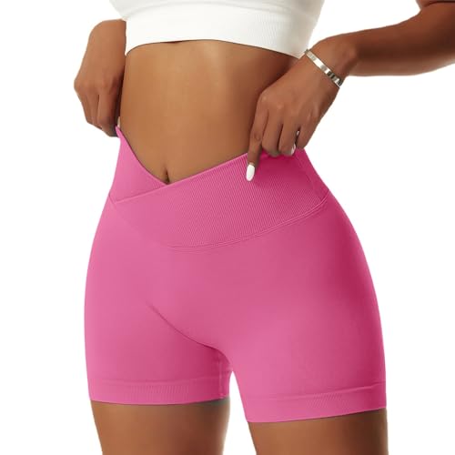 Vertvie Damen Gym Shorts V Cross Stretch Push Up Yoga Shorts Booty Scrunch...