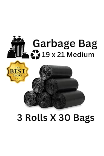 Image of Garbage Bags | Medium | 180 Count | 30 Bags X 1 Rolls | 19 X 21 Inches | For Dry & Wet Waste | Black | Trending Limited Edition |