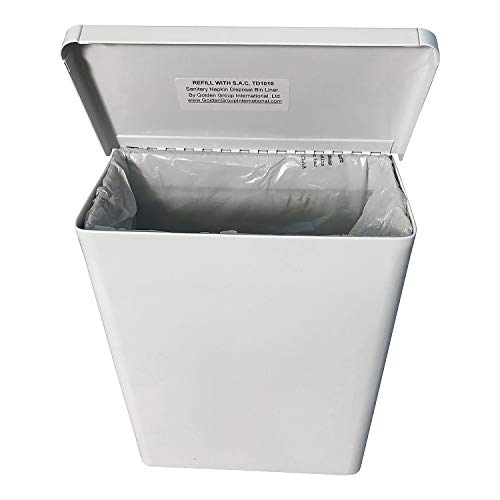 Image of S.A.C. Sanitary Napkin Receptacle, Surface Mount, Steel, Measures: 7 inch w x 9 3 /4 inch H x 4 inch D (White)
