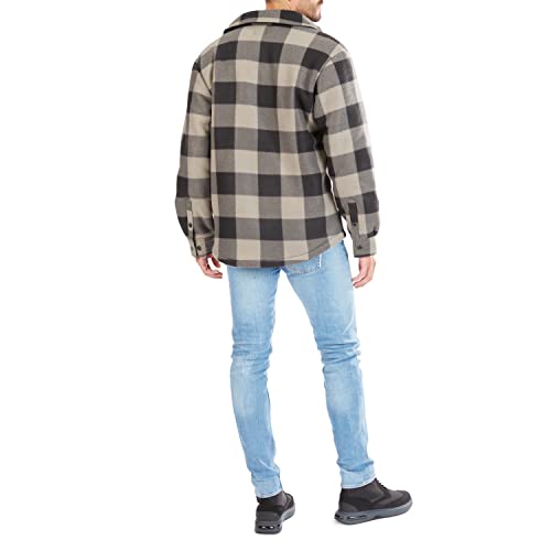 Image of Smith's Workwear Men's Sherpa-lined Plaid Fleece Shirt Jacket