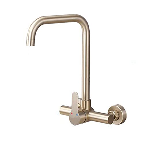 Grifo de cocina de acero inoxidable con caño giratorio 360 grados y monomando agua caliente