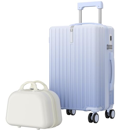 Recopilación de Maletas baratas Top 10. 47 HOGESA Maletas de Viaje, 20+14 Pulgadas, Juego Equipaje de Mano Blando Luz, Carry On Hombr y Mujer, Ruedas Giratorias 360°, ABS Resistente y Candado de Combinación(Azul y Blanco)