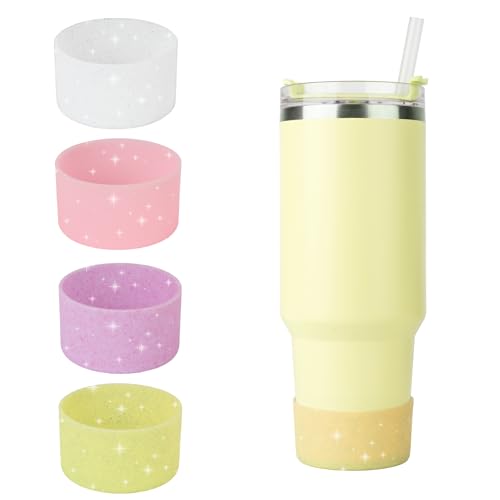 4 PCS for Stanley Boot, Silicone Bottom for Stanley Cup, Reduces Noise Scratches Water Bottle Bottom Sleeve for Stanley Cup Accessories (Glitter Colorful)