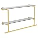 unho Kleiderstange zur Wandmontage, Wandgarderobe mit 2 Ablage im Industrierohrstil, Wandgarderoben für Schlafzimmer Wohnzimmer, Gold