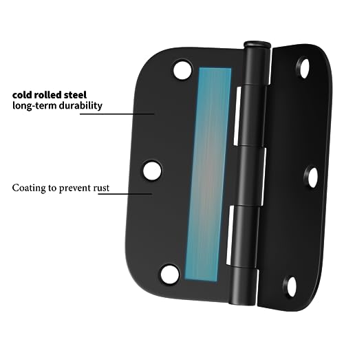 Pack of 18 Black Door Hinge 3.5 inch Matte Black Door Hinges - goldenwarm Interior Door Hardware Iron Hinges 3.5'' x 3.5'' Bi-Fold Butt Hinges, 5/8 inch Radius Corners by Goldenwarm - Image 7