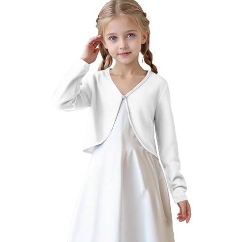 Girls and Toddlers' Knit Cardigan Fall Fashion Cute Open Front Shawl Jacket V Neck Lightweight Comfy Long Sleeve Sweater Coat