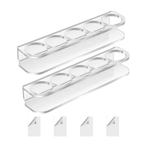 Soporte de pared para botellas de frigorífico – Soporte para botellas de ahorro de espacio en paquete de 2 unidades – Estantería de pared para frigorífico de acrílico con 5 compartimentos y 4