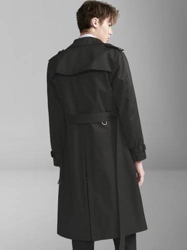Gabardina extra larga hombre contra el viento con doble botonadura 5