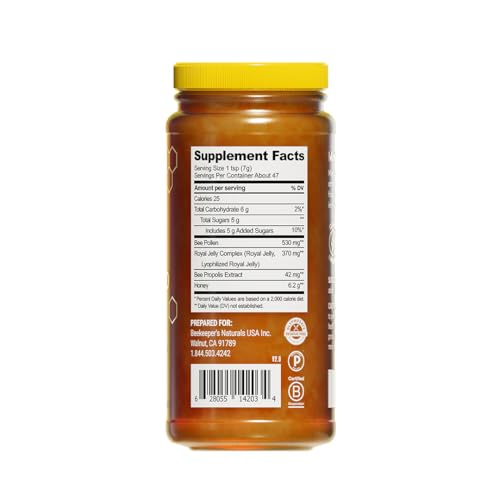 Superfood Honey by Beekeeper's Naturals - Bee Pollen, Royal Jelly, Propolis, Honey - Natural Energy, Immune Support, Mental Clarity, Athletic Performance (11.6 oz) - Image 3