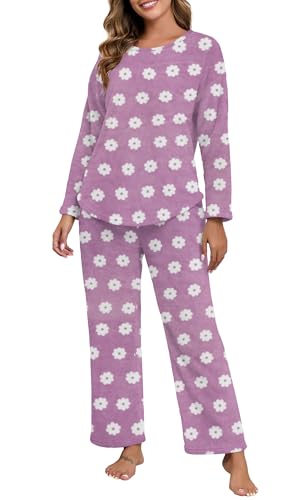 PrinStory Fluffy Pajamas for Women Set Winter Fleece Pajama Sets Warm Fuzzy Pjs Flannel 2 Piece Lounge Sets with Pockets2