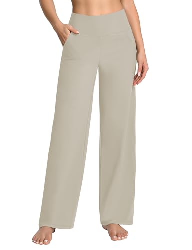 Image of BUBBLELIME Women High Waist Wide Legs Yoga Pants Loose Sweatpants Pockets | 29 inch /31 inch /33 inch /35 inch /37 inchInseam,2 Styles / Dress /Basic,Lounge,Comfy,Stretch Casual Work