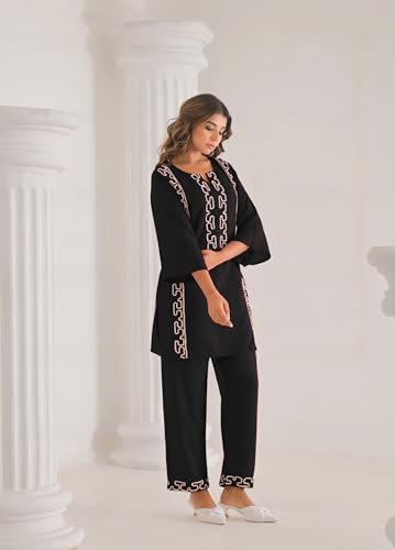 Image of SHIENZY Women Cotton Blend Co Ord Set | Two Piece Ethnic Outfit for Women | Solid Top and Palazzo Pants | Casual Lounge Wear | Stylish Comfortable Trendy Summer Co Ord Outfit