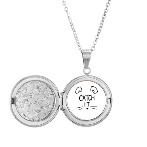 Collar con medallón con diseño de ratón y texto 'catch it mouse', regalo de cumpleaños