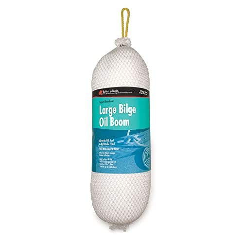 Image of Buffalo Industries (90405) 6 inch x 19 inch Oil-Only Polypropylene Sorbent Bilge Boom, Absorb up to 2.8 Gallons of Oil, Fuel and Hydraulic Fluid, for Sumps, Drains and Basins, Easy to store and use, Lint-free