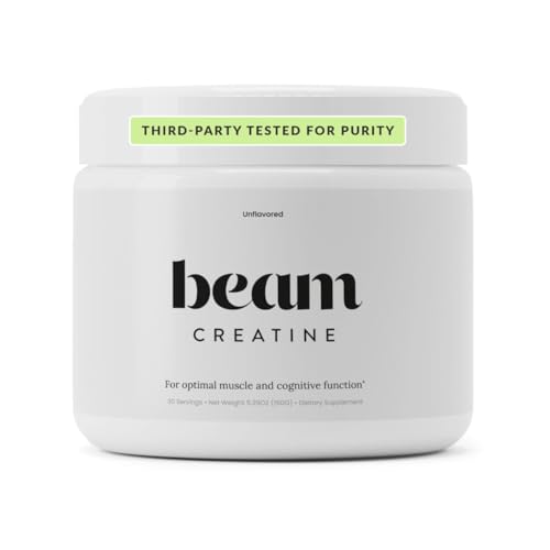 Image of BEAM Creatine Monohydrate Powder - 5g Micronized Creatine Monohydrate, Third Party Tested Creatine for Women & Men, Muscle Strength, Growth, Recovery & Cognitive Support, Unflavored, 30 Servings