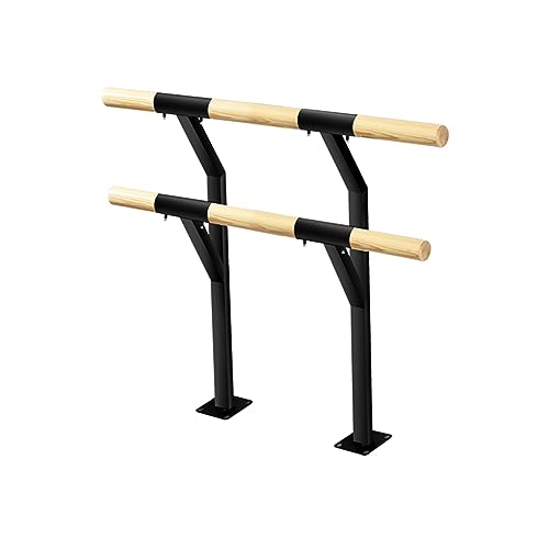 Barre de ballet réglable en hauteur sur pied PAHION avec bâton en bois deux étages