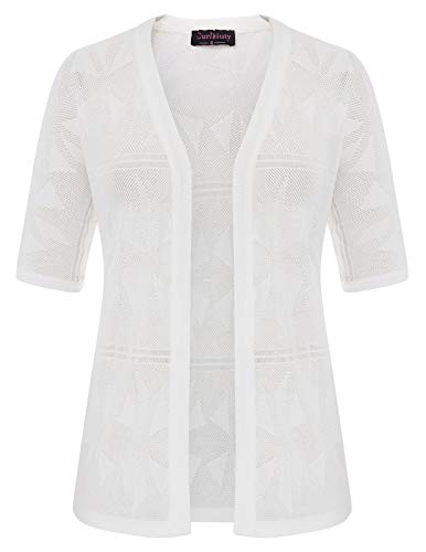 Curlbiuty White Cardigan For Women Short Sleeve Fashion Summer Light Sweater L #TOP3