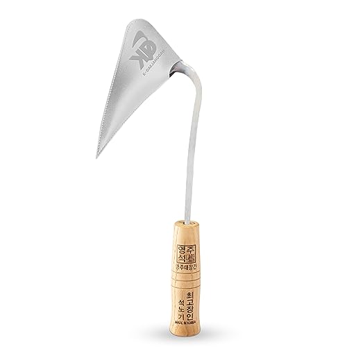 Fits All Hand Sizes: Youngju Homi & Korean Garden Hand Plow Hoe - Korean Master Blacksmith Seok No Ki Crafted - Ideal for Easy Gardening, Weeding, Farming - Safety Cover Included. Authentic, Handmade