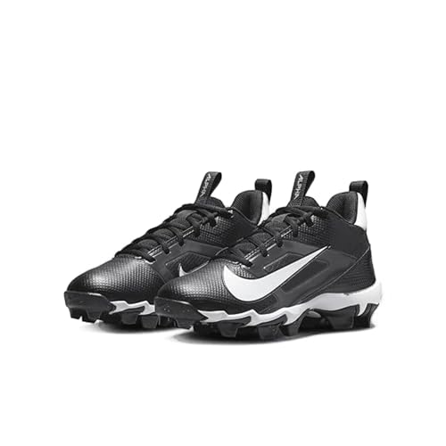 Nike Alpha Menace 4 Shark Big Kids' Football Cleats (Wide) (FQ4016-001, Black/Light Smoke Grey/Metallic Silver/White) Size 33