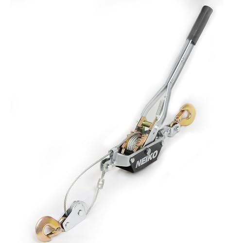 Image of NEIKO 02251A Come Along Winch, 1-Ton (2,000 lbs) Pulling Capacity, 5.9Ft, 2 hook, Heavy Duty Power Cable Come Along Tool with Dual Gears, Hand Winch Cable, Automotive Hoist Winch Puller, Recovery Gear