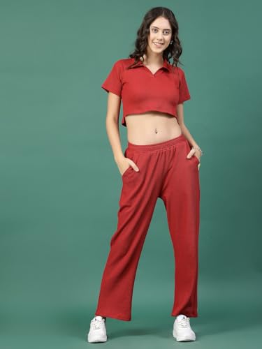 Image of Rigo Cotton Co-ord Set for Women | Round Neck, Slim Fit Tracksuit Co-ords Set for Women | Stylish Dresses for Women | Casual Wear, Beach Wear, Vacation Wear Outfit for Women