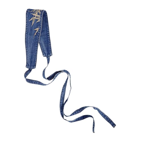 Vintage Denim Waist Belt for Women Wide Corset Waistband with Embroidered Leaf Design Fashion Accessory for Dresses and Jeans