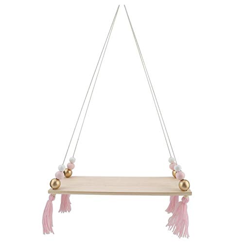 Tissting Estantes Flotantes de Madera para Colgar Estante Colgante de Pared Nórdico Estante de Almacenamiento de Pared Oscilante para Sala de Estar, Dormitorio (Rosa Dorado)