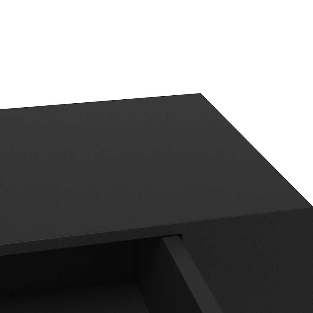 Estantería flotante negra con cajón, 48 x 25 x 8 cm, tablero de fibra de densidad media, moderno para libros, decoración, cocina, baño, sala de estar