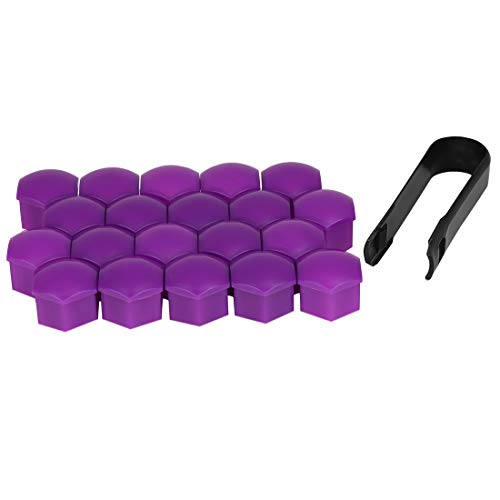 X AUTOHAUX 20pcs 17mm Purple Plastic Car Wheel Nut Lug Hub Covers Dust Caps
