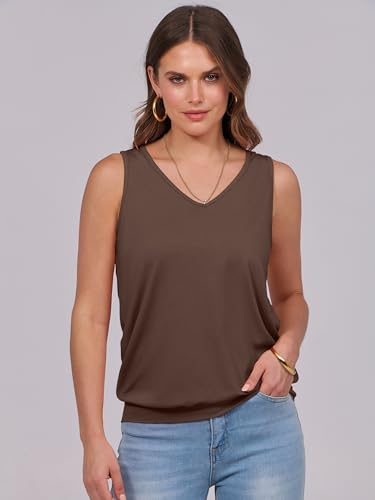 Image of ANRABESS Women Tank Tops Summer V Neck Sleeveless Casual Loose Fit Cute Cami Basic T Shirts Solid Tees 2026 Trendy Outfits