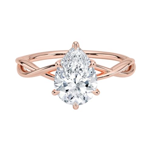 1-3 CT Moissanite Engagement Ring Colorless VVS1 10K 14K 18K Solid Gold & 925 Sterling Silver Twisted Vine Solitaire Moissanite Ring Christmas Gift For Women
