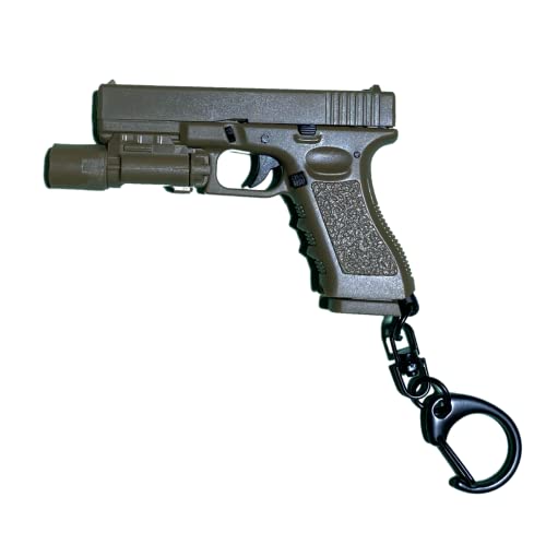 Tactical Mini Gun Keychain with Flash Light G-45 Gun, Tactical Pistol, Mini Key Chain Gun, G17 Pistol (Tan)
