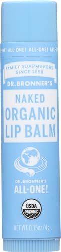 Dr. Bronner's Magic Soaps Organic Naked Unflavored Lip Balm, 0.15 Ounce